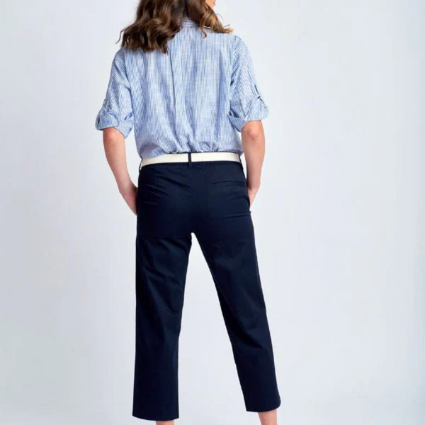 Straight Leg Cropped Pant / Navy