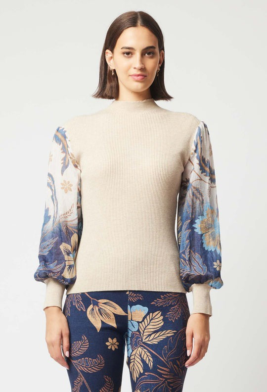 Dynasty Wool Knit with Cotton Silk Sleeves