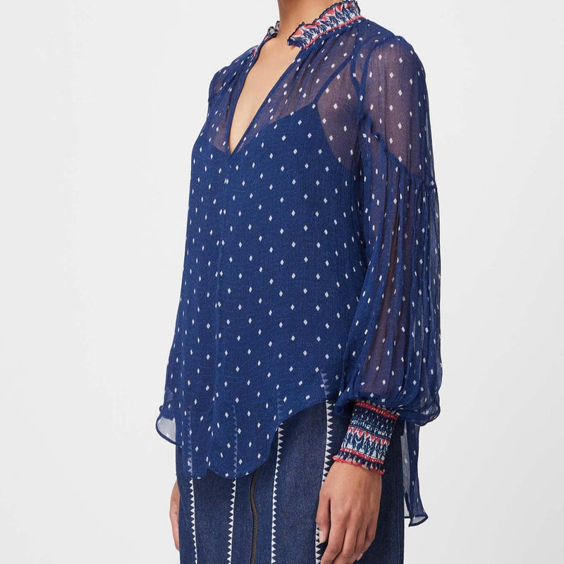 Phoenix Chiffon Blouse / Lapis Spot