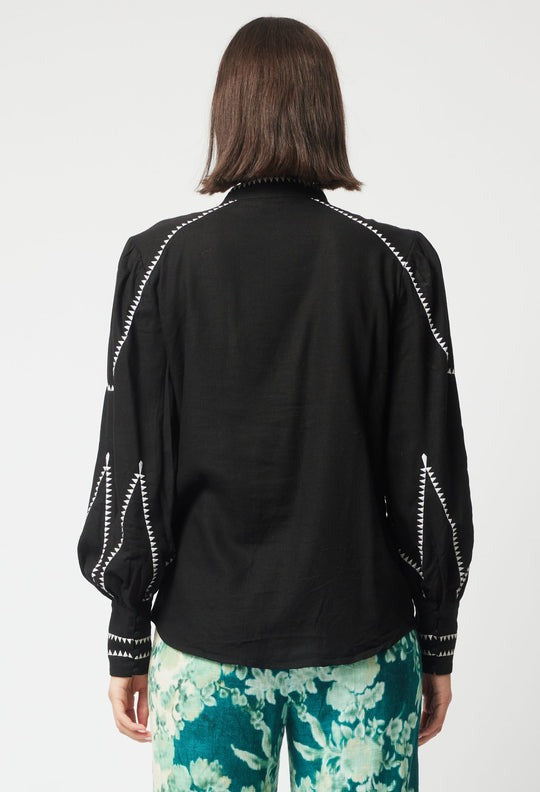 Meridian Embroidered Shirt / Black