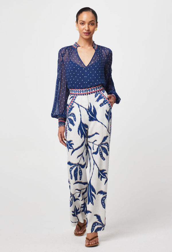 Eudora Contrast Trim Pant / Palm Shadow