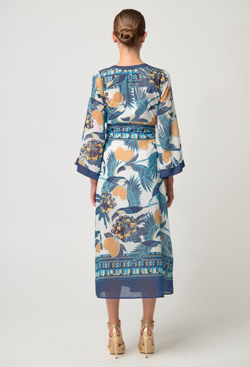 Kimona Cotton Silk Dress / Tukano Print