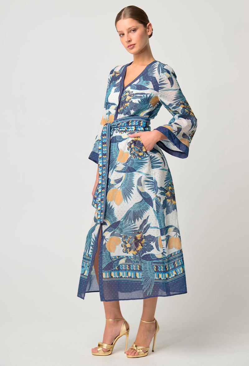 Kimona Cotton Silk Dress / Tukano Print