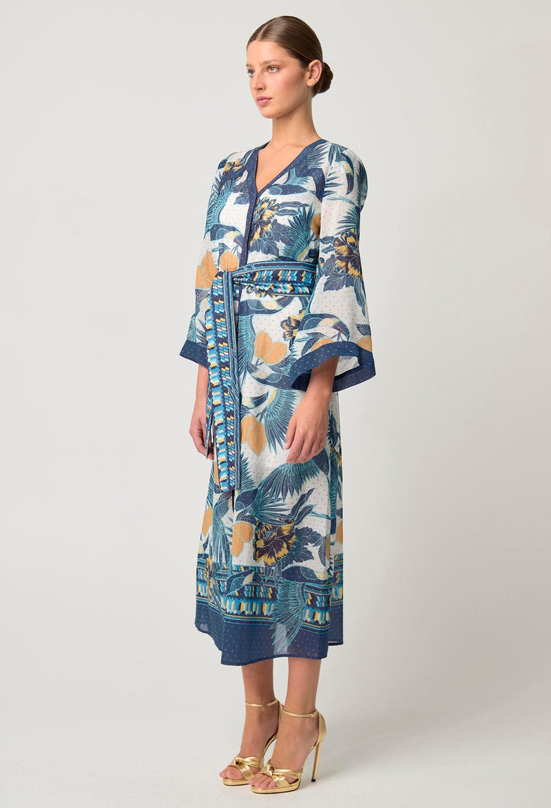 Kimona Cotton Silk Dress / Tukano Print