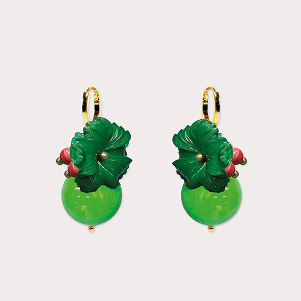 Oxford Ball Earrings / Green