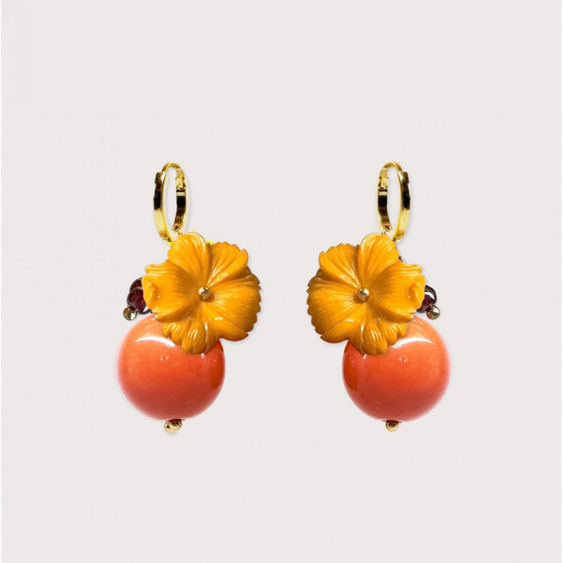 Oxford Ball Earrings / Orange