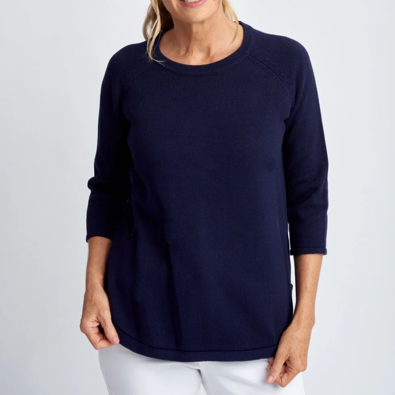 Cotton 3/4 Sleeve Raglan Jumper / Navy