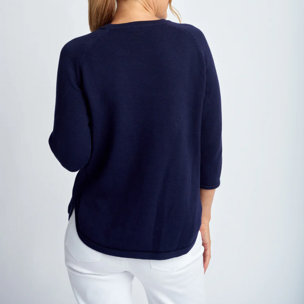 Cotton 3/4 Sleeve Raglan Jumper / Navy