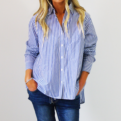 Riley Stripe Shirt / Blue + White