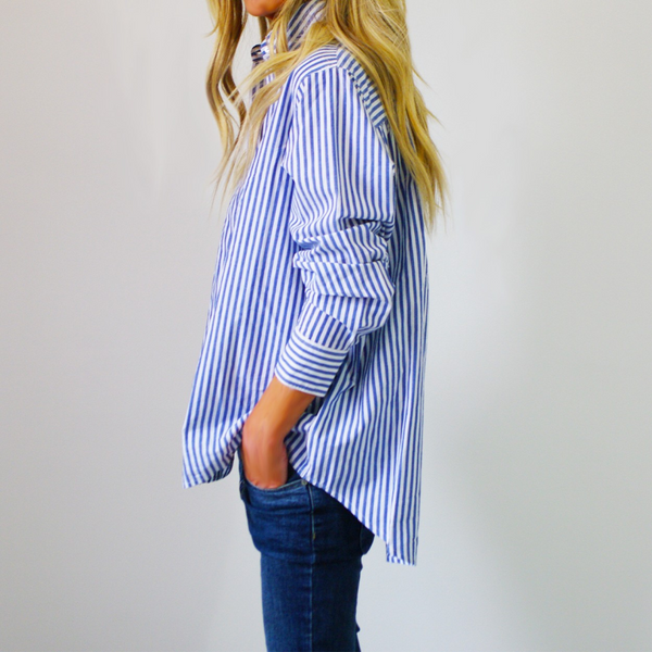 Riley Stripe Shirt / Blue + White