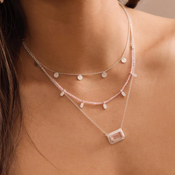 Rose Quartz Choker / Sterling Silver