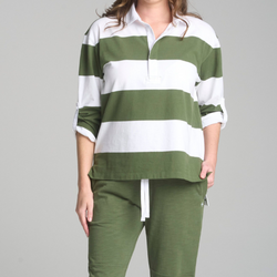Stripe Boyfriend Rugby / White + Bronze