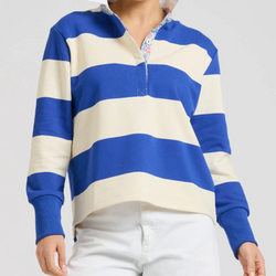 Rugby Cotton Sweatshirt / Royal Blue + Ivory