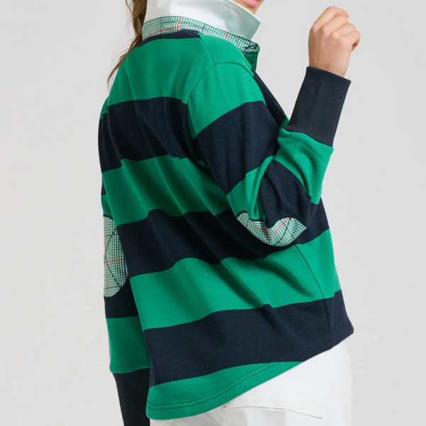 Rugby Cotton Sweatshirt / Navy + Green