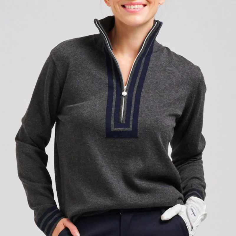 Sawgrass Cashmere Sweater / Charcoal + Navy