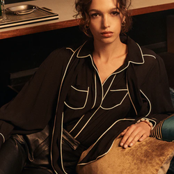 Silke Blouse / Black + Ecru