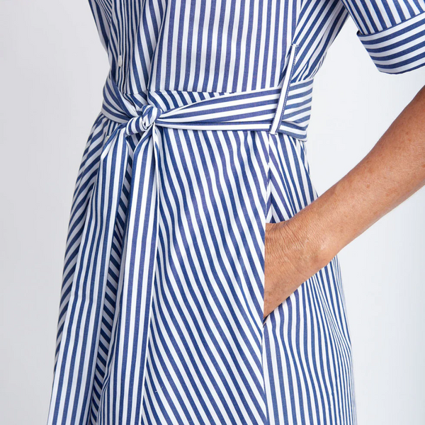 Stripe Cotton Dress / Navy + White