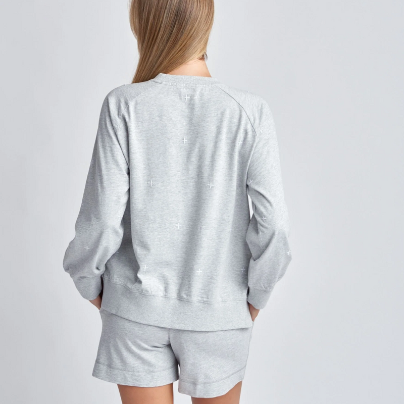 Sweater w Star Embroidery / Marle Grey  + White