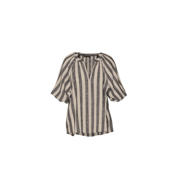 Stripe Telc Shirt / Natural & Black