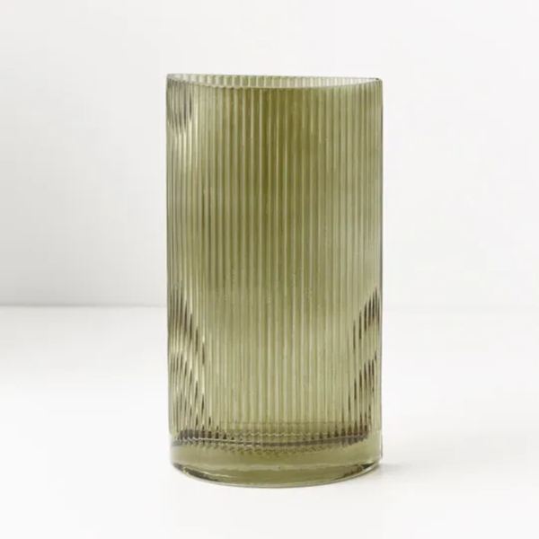 Ripple Bookend Vase 22cm / Olive