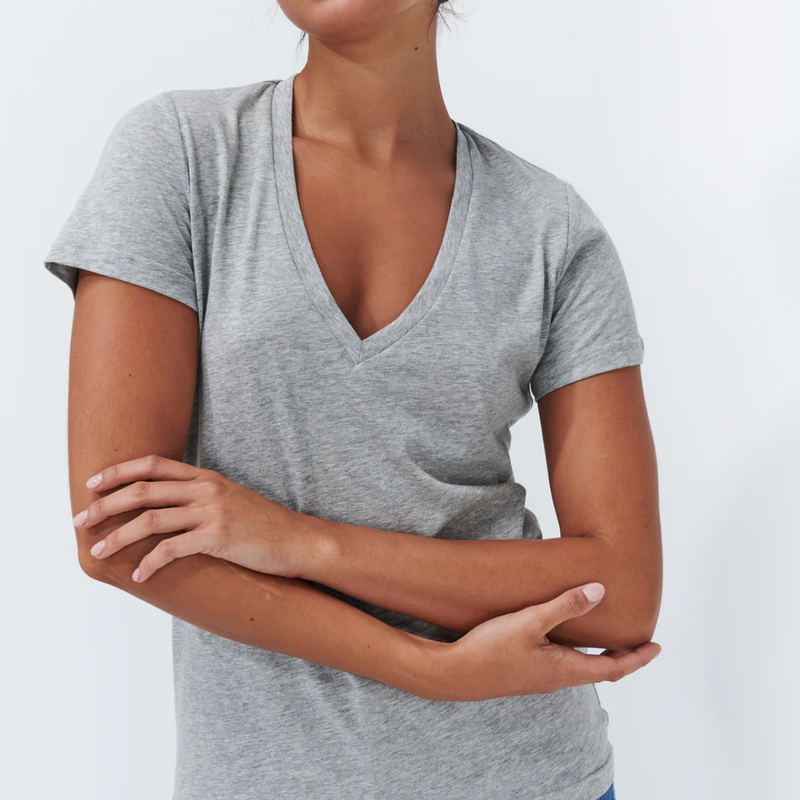 Veronica V Neck Tee / Grey Marle