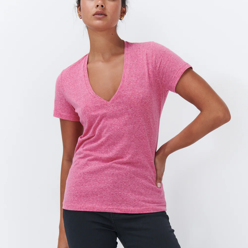 Veronica V Neck Tee / Raspberry Marle