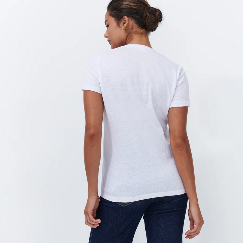 Veronica V Neck Tee / White Marle