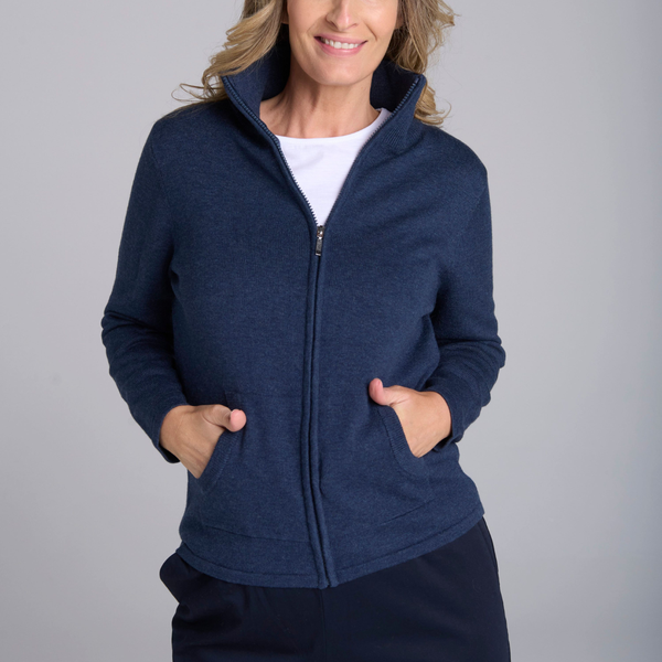 Zip Knit Cardi / Indigo