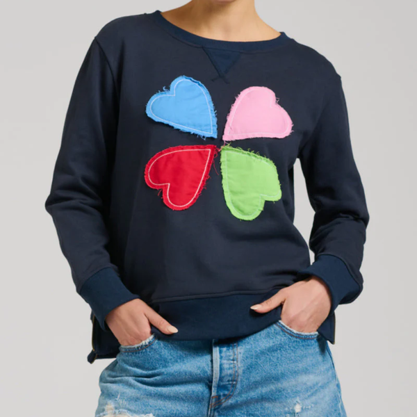 Zipside Sweat Shirt / French Navy Hearts