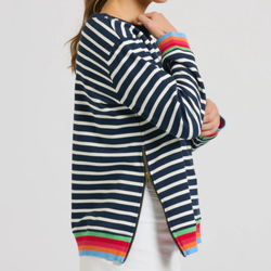 Zipside Sweatshirt / French Navy Stripe + Rainbow