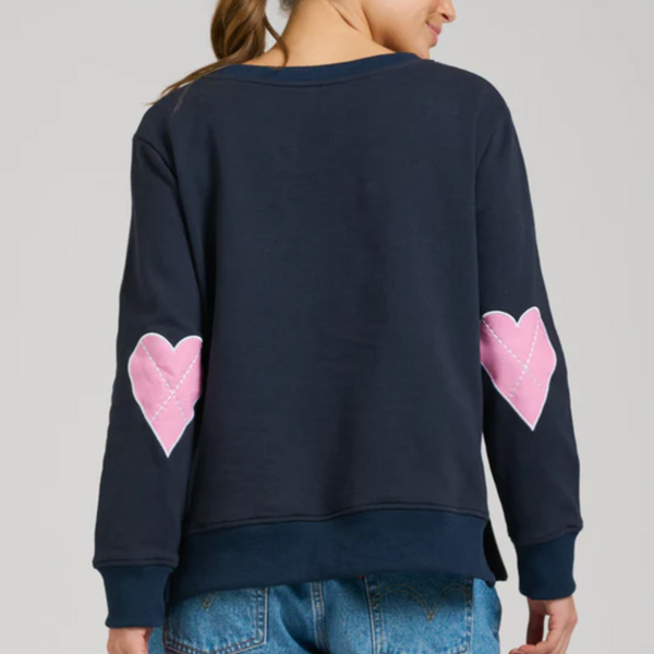 Zipside Sweat Shirt / French Navy Hearts