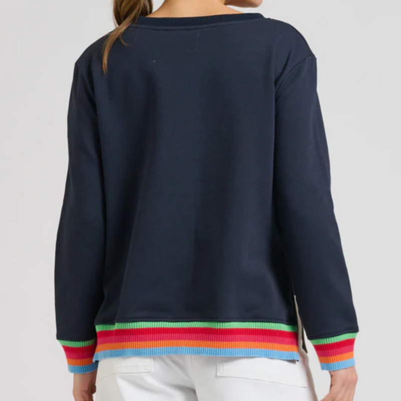 Zipside Sweatshirt / French Navy Rainbow