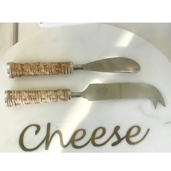 Rattan Handle Cheese / Set 2