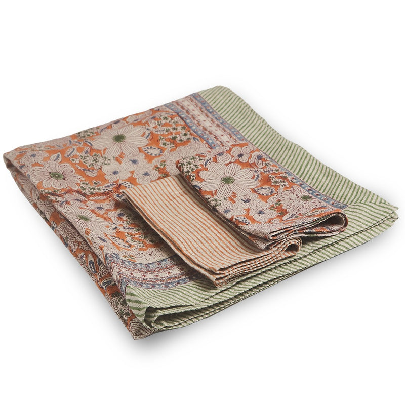 Blooming Stripe Napkin Set/4 Persimmon