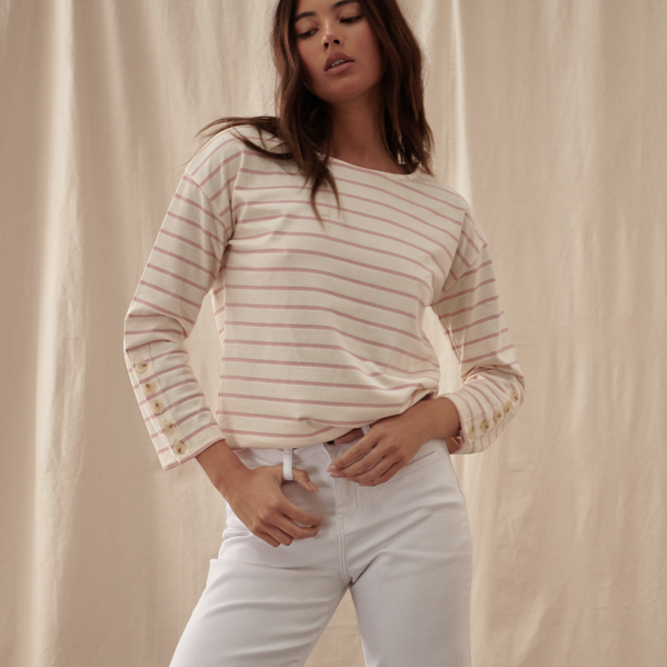 Louise Top / White + Light Pink