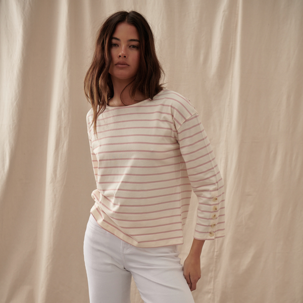 Louise Top / White + Light Pink