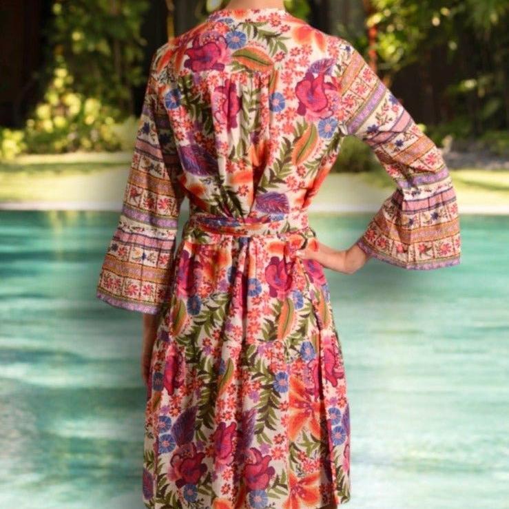 Morocco Midi Dress / Hibiscus Print