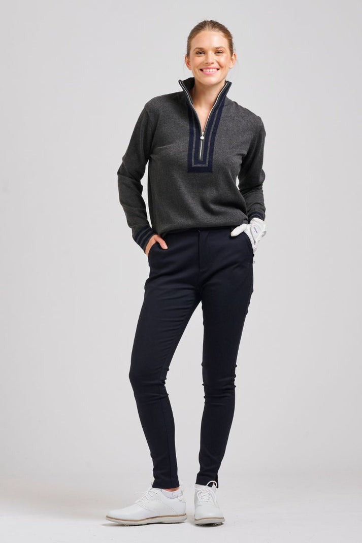 Sawgrass Cashmere Sweater / Charcoal + Navy