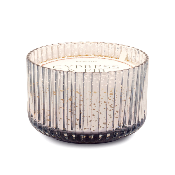 Cypress 15oz Ribbed Glass Candle / Mercury