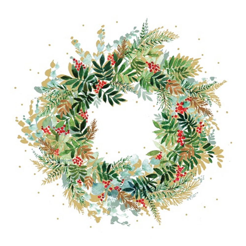 Christmas Hill Wreath Cocktail Napkins