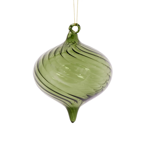 Transparent Swirl Onion Bauble / Green