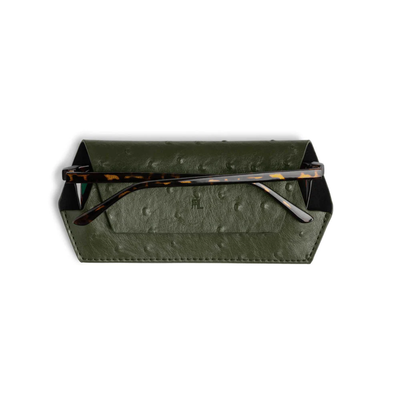 Glasses Case Ostrich Print / Olive