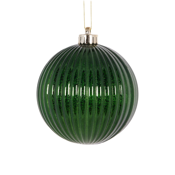 Mercury Ribbed Bauble / Dark Green