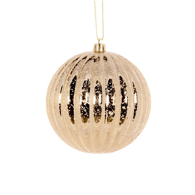 Ribbed Mercury Bauble 10cm / Gold