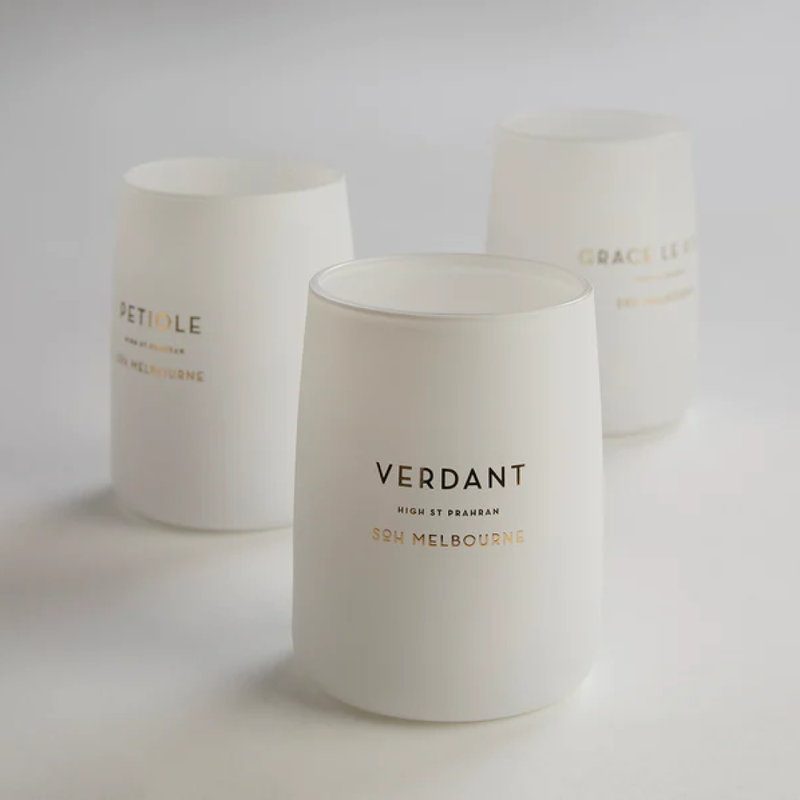 Verdant / White Matte Glass Candle