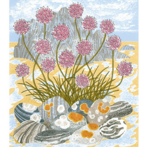 Angie Lewin Card / Sea Pinks + Pebbles