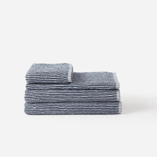 Stripe Cotton Face Cloth / Navy White