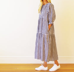 Lola Gingham Dress / Indigo